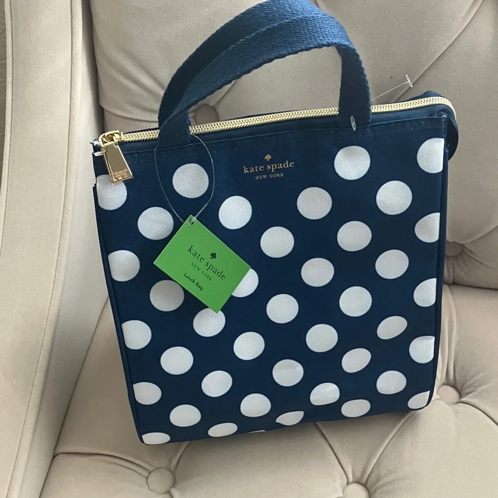 Kate Spade New York Navy Jumbo Dot Lunch Bag (NWT)